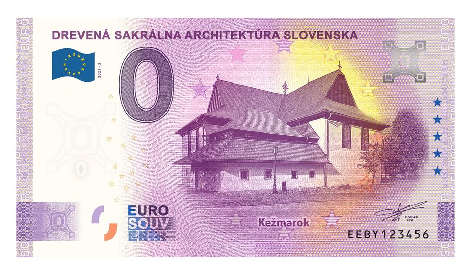 Predaj NULA eurovej bankovky Drevený kostol Kežmarok
